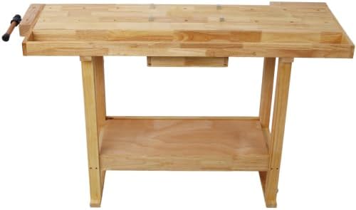 【LuckyNote】 55-Inch Wood Workbench - Wooden Workbench for Garage Workshop and Home,with Bar Clamps Set (24 inch x 4-3/4 inch Throat,Pack of 2) The Package Will be Shipped in Two Separate parcels