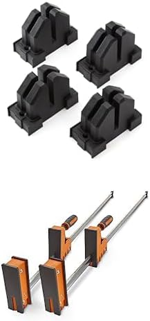 BORA Parallel Clamp Blocks, 4-Pack + BORA 24' Parallel Clamp Set, 2 Pack of Woodworking Clamps with Rock-Solid, Even Pressure, 571124T