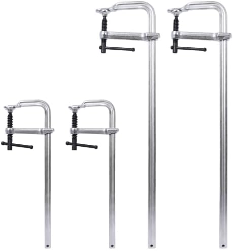 4-Pack 12'/24' Drop Forged Steel Bar Clamps, F Clamps Set for Woodworking, Metalworking, Welding, DIY Projects (2 pcs 12' x 3' + 2pcs 24' x4-3/4')