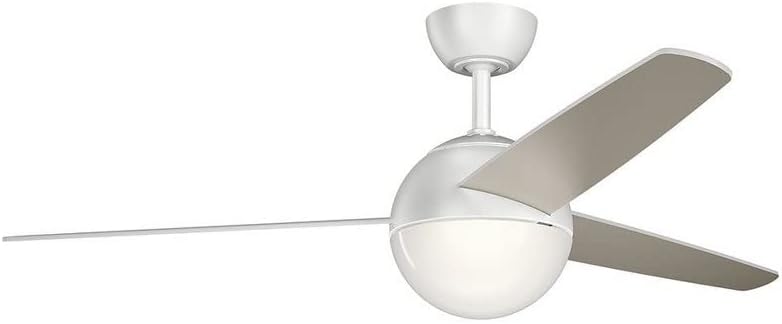 KICHLER 300710MWH Protruding Mount, 3 White Blades Ceiling fan with 17 watts light, Matte White