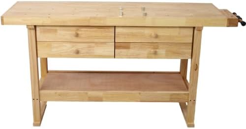 【LuckyNote】 60in Workbench with 4 Drawers Wooden Workbench for Garage Workshop and Home, with Bar Clamps Set (2 pcs 12 inch x 3inch+2pcs 20inchx4-3/4,4pcs Pack) be Shipped in Two Separate parcels.