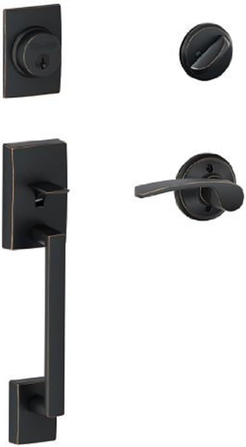 SCHLAGE Century Single Cylinder Handleset and Right Hand Merano Lever, Aged Bronze (F60 CEN 716 MER RH)