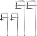 4-Pack 12'/16' Drop Forged Steel Bar Clamps, F Clamps Set for Woodworking, Metalworking, Welding, DIY Projects (2 pcs 12' x 3' + 2pcs 16' x4-3/4')
