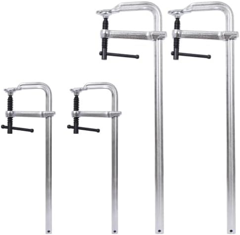 4-Pack 12'/16' Drop Forged Steel Bar Clamps, F Clamps Set for Woodworking, Metalworking, Welding, DIY Projects (2 pcs 12' x 3' + 2pcs 16' x4-3/4')