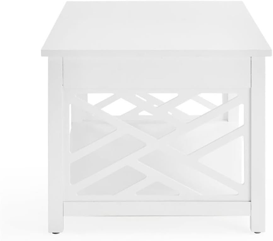 Coventry 36 in. W Solid Wood Coffee Table, Traditional to Modern Design, Open-Detailing Accent Furniture with Storage Shelf, Easy Assembly, Cottage, Loft, Apartment, Living Room