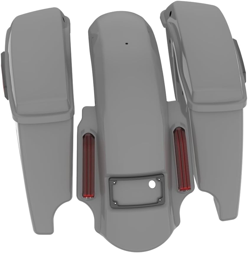 Advanblack Color Matched Stretched Bags, Lids Black Latch Hardware for '23-'24 Harley Touring CVO & 2024 Street Glide, Road Glide (Dark Billiard Gray)