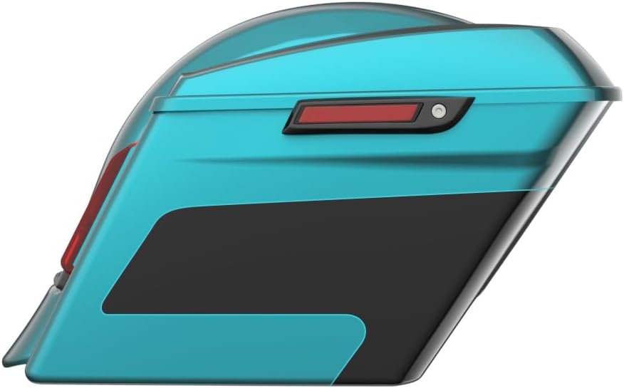 Advanblack Color Matched Stretched Bags, Lids Black Latch Hardware for '23-'24 Harley Touring CVO & 2024 Street Glide, Road Glide (Teal Thunder & Vivid Black)