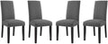 Modway Parcel Modern Upholstered Fabric Four Dining Chairs with Nailhead Trim in Gray