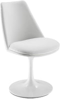 Modway Lippa Faux Leather Swivel Dining Side Chair in White White - Armless Vegan Leather Accent Chair with Pedestal Base - 360° Rotating Office Chair with No Wheels
