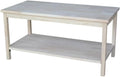 IC International Concepts, Portman Coffee Table , Solid Real Wood, Sturdy Parawood, DIY, Paint/Stain Ready, Unfinished
