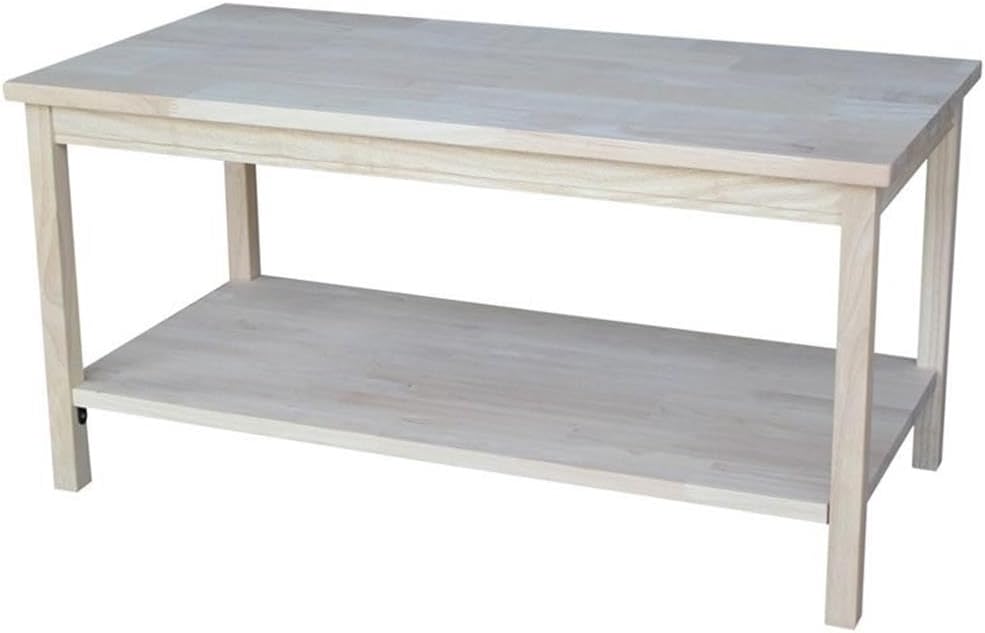 IC International Concepts, Portman Coffee Table , Solid Real Wood, Sturdy Parawood, DIY, Paint/Stain Ready, Unfinished