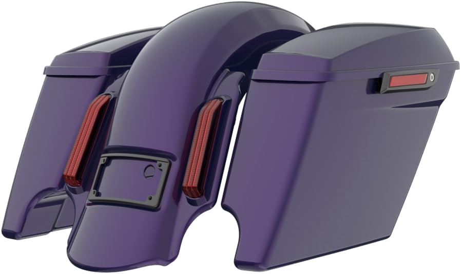 Advanblack Color Matched Stretched Bags, Lids Black Latch Hardware for '23-'24 Harley Touring CVO & 2024 Street Glide, Road Glide (Mystic Shift)