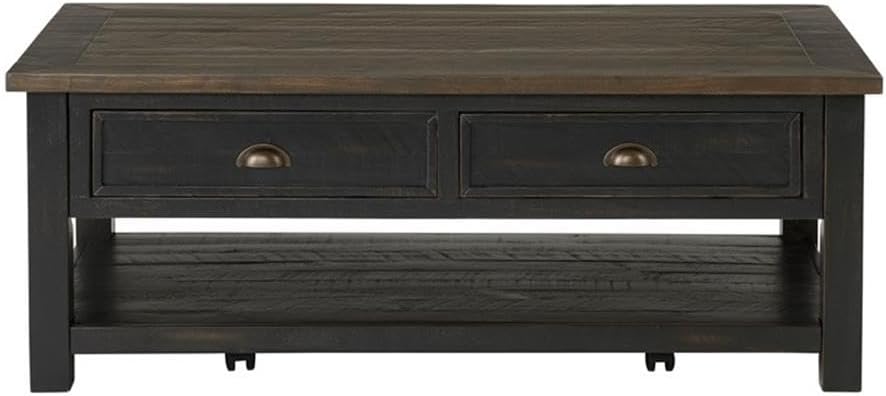 Martin Svensson Home Solid Wood Coffee Table, Black with Brown Top