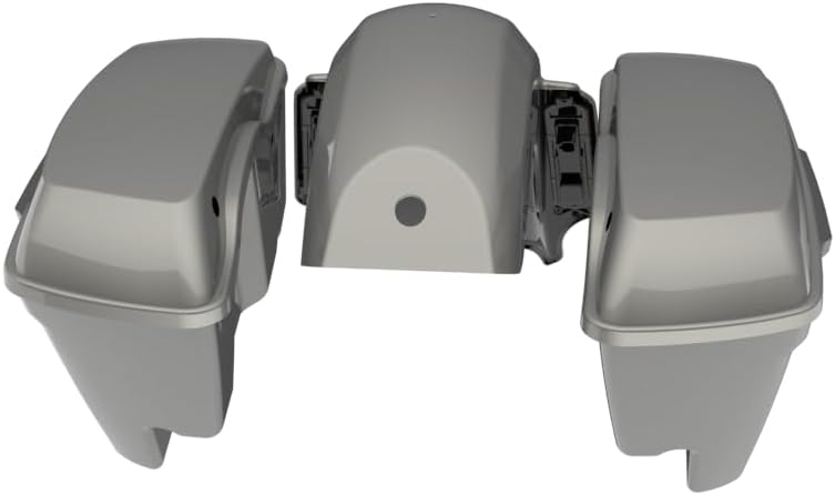 Advanblack Color Matched Stretched Bags, Lids Black Latch Hardware for '23-'24 Harley Touring CVO & 2024 Street Glide, Road Glide (Mercury Silver)