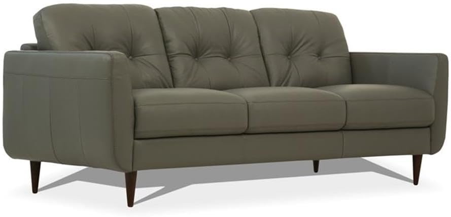 Acme Radwan Tufted Leather Sofa in Pesto Green