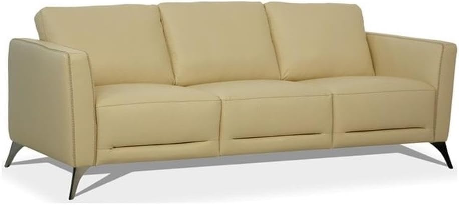 Acme Malaga Leather Sofa in Cream Beige