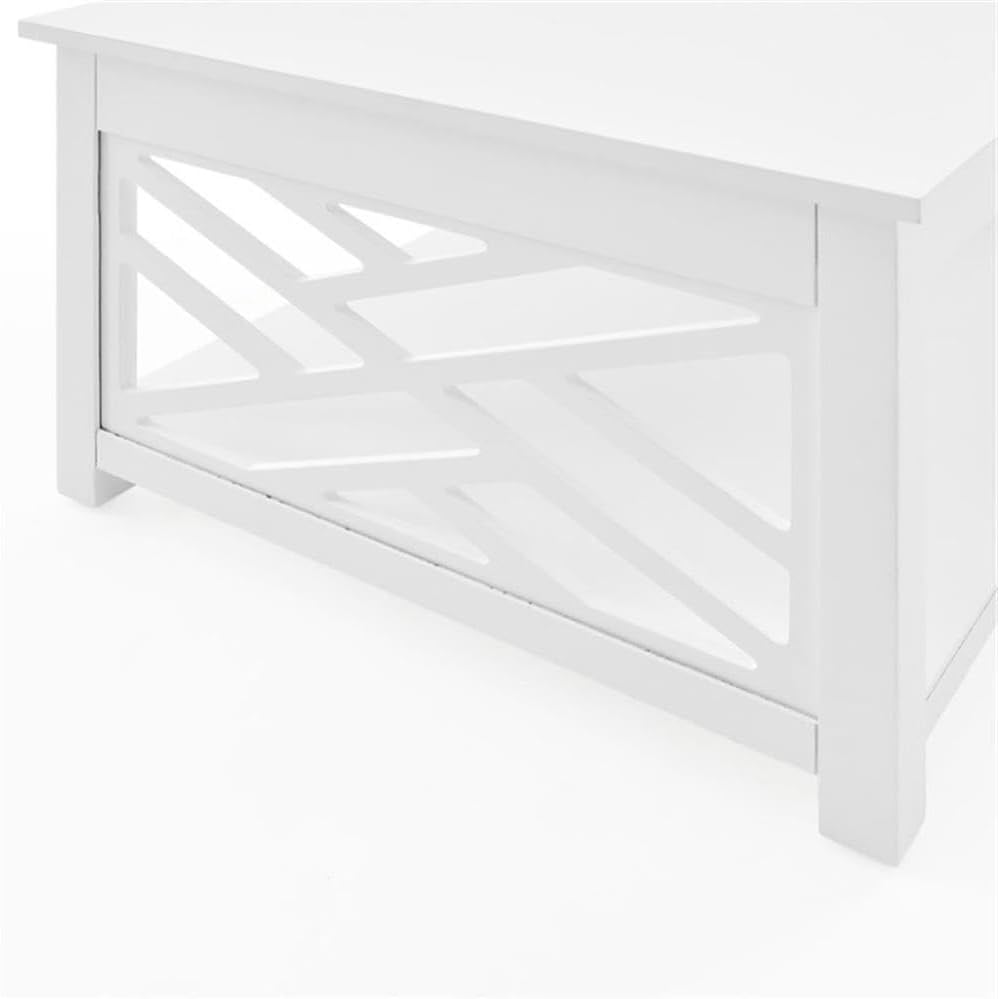 Coventry 36 in. W Solid Wood Coffee Table, Traditional to Modern Design, Open-Detailing Accent Furniture with Storage Shelf, Easy Assembly, Cottage, Loft, Apartment, Living Room