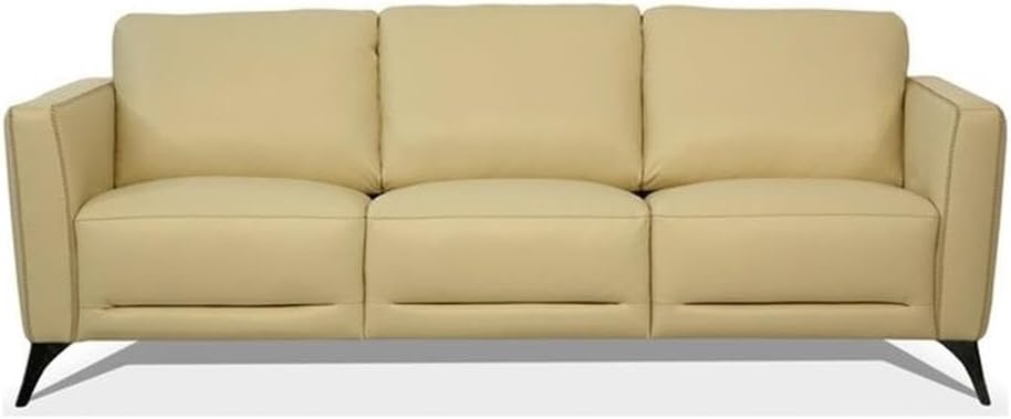 Acme Malaga Leather Sofa in Cream Beige