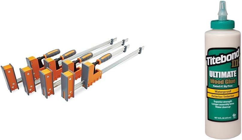 Bora 4-Piece Clamp Set and Titebond 16oz Wood Glue Bundle