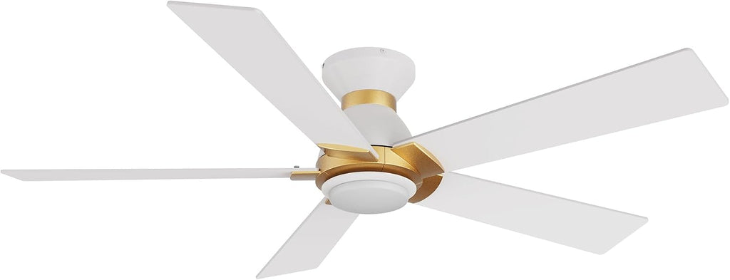 Carro Smart Flush Mount Ceiling Fans with Lights 52', 3 Light Colors Dimmable, 10 Speeds DC Ceiling Fan with Remote, Outdoor, Compatible with Alexa, Siri & Google Home, White Gold