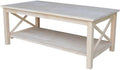 Hampton Solid Wood Coffee Table, Unfinished