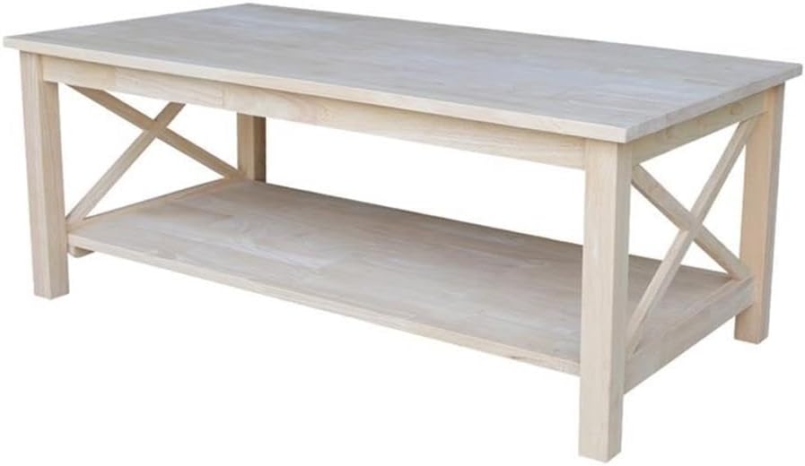 Hampton Solid Wood Coffee Table, Unfinished