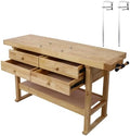 【LuckyNote】60in Workbench with 4 Drawers Wooden Workbench for Garage Workshop and Home, with Bar Clamps Set (24 inch x 4-3/4 inch Throat,Pack of 2)The package will be shipped in two separate parcels