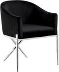 Meridian Furniture Xavier Collection Modern | Contemporary Velvet Upholstered Dining Chair with Sturdy Steel X Shaped Legs, 25.5' W x 24.5' D x 31.5' H, Black