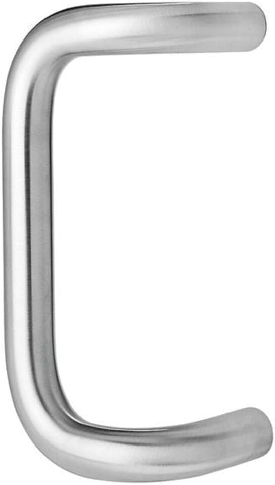 Rockwood BF157A.32D Stainless Steel 90-Degree Offset Door Pull, 1' Diameter x 9' Center-to-Center, Through Bolt Mounting for 1-3/4' Door, Satin Finish