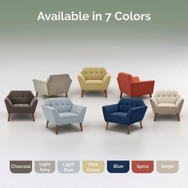 Ink+Ivy Newport Wide Mid-Century Modern Lounge Chair Hand-Tufted Velvet Upholstered Accent Armchair with Solid Wood Pecan Legs for Living Room Bedroom Reading