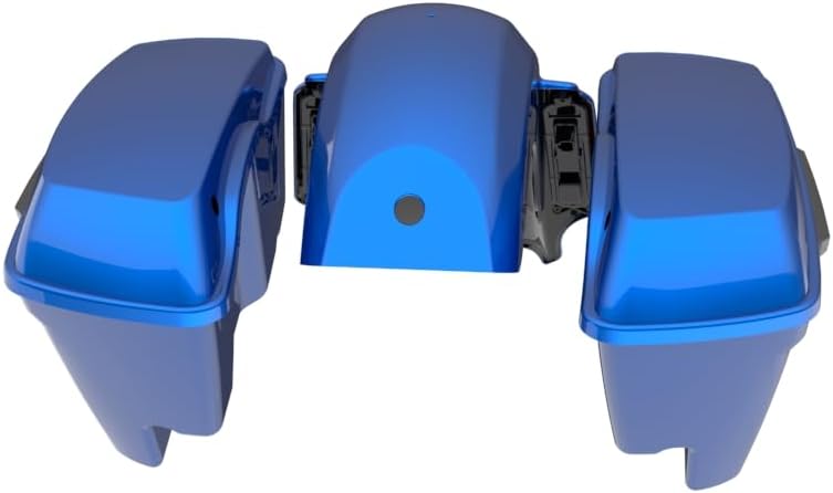 Advanblack Color Matched Stretched Bags, Lids Black Latch Hardware for '23-'24 Harley Touring CVO & 2024 Street Glide, Road Glide (Blue Burst)