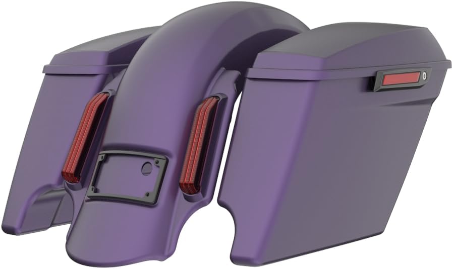 Advanblack Color Matched Stretched Bags, Lids Black Latch Hardware for '23-'24 Harley Touring CVO & 2024 Street Glide, Road Glide (Purple Abyss Denim)