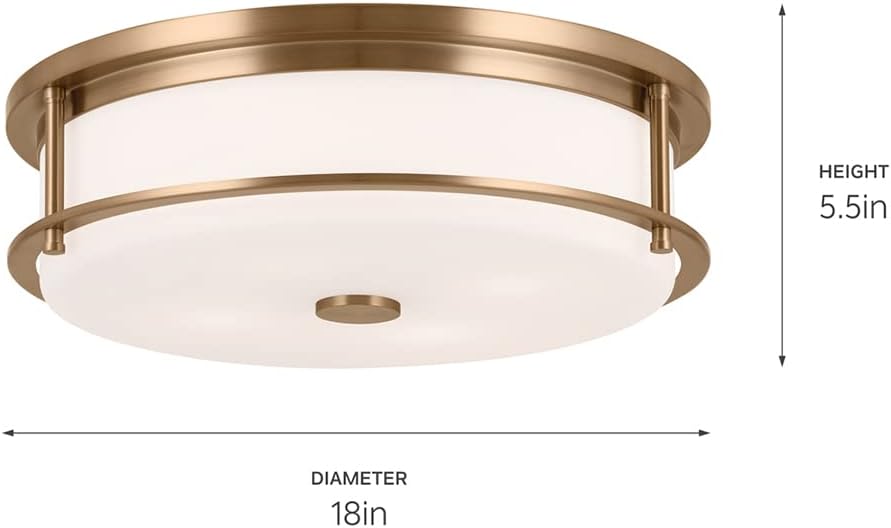 Kichler Brit 52597CPZ Flush Mount 4-Light 18˝ with Satin Etched Cased Opal Glass in Champagne Bronze