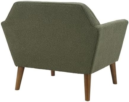 Ink+Ivy Newport Wide Mid-Century Modern Lounge Chair Hand-Tufted Velvet Upholstered Accent Armchair with Solid Wood Pecan Legs for Living Room Bedroom Reading