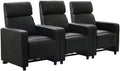 Coaster Home Furnishings - Toohey - Wood and Metal - 3-Piece Upholstered Tufted Theater Recliner with Pocket Coil Seating and Slim Track Arms - Living Room - Black - 600181-S3B
