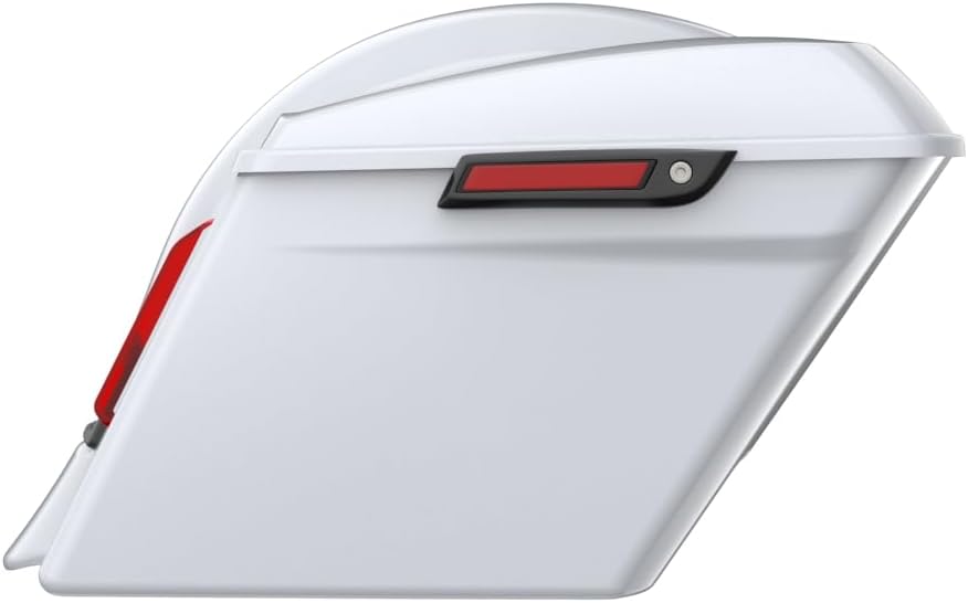 Advanblack Color Matched Stretched Bags, Lids Black Latch Hardware for '23-'24 Harley Touring CVO & 2024 Street Glide, Road Glide (White Onyx Pearl)