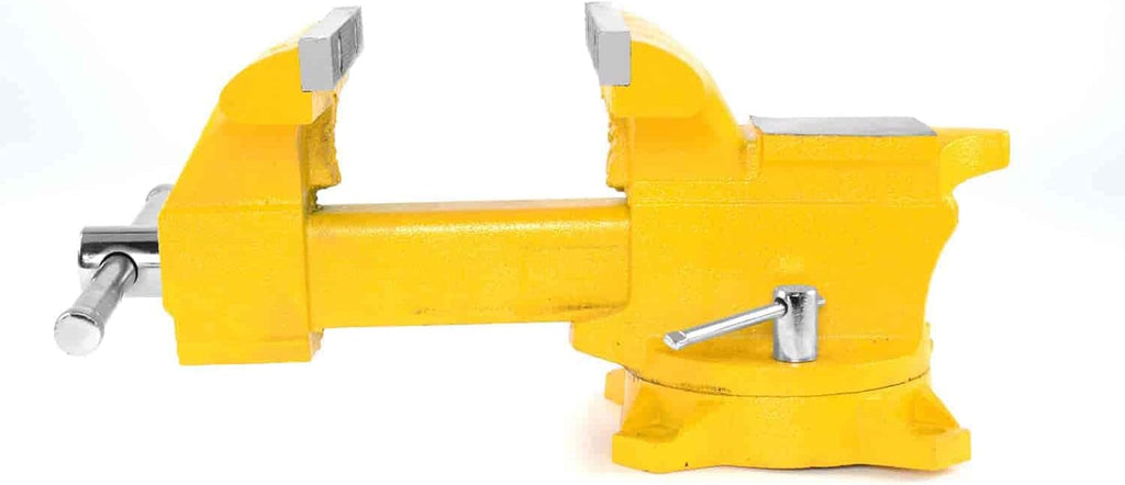 JEGS Bench Vise | 8 Inch Replaceable Jaws | Gray Iron Body With Chrome Handles | 360 Degree Lockable Swivel Base | Anvil Body | Built-In Pipe Jaws
