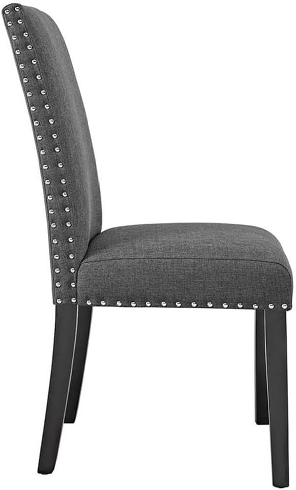 Modway Parcel Modern Upholstered Fabric Two Dining Chairs with Nailhead Trim in Gray