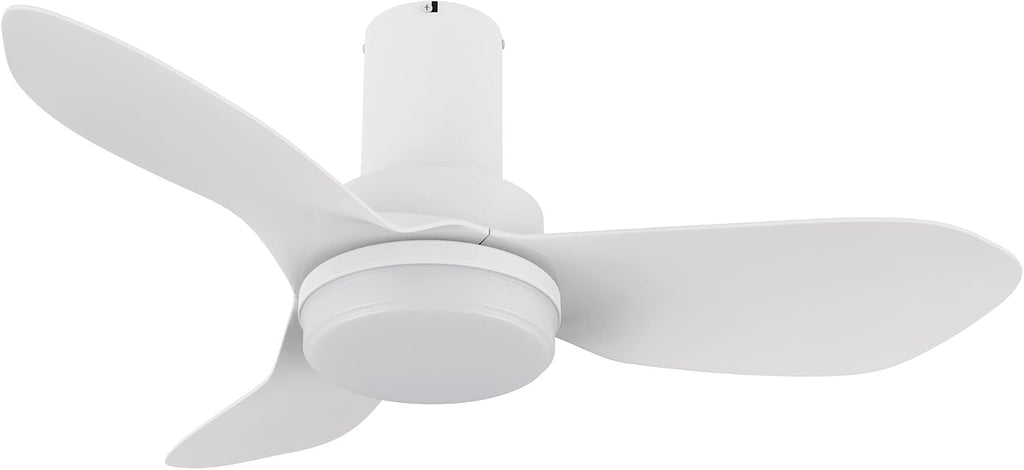 Carro 36' Low Profile Ceiling Fan with Light and Remote, Small Flush Mount Ceiling Fan with 10-speed DC Motor, Indoor & Outdoor, for Bedroom, Living room, White