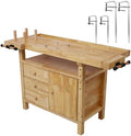 【LuckyNote】 Wood Workbench - Wooden Workbench for Garage Workshop and Home, with Bar Clamps Set (2 pcs 12 inch x 3inch+2pcs 20inchx4-3/4,4pcs Pack) The Package Will be Shipped in Two Separate parcels