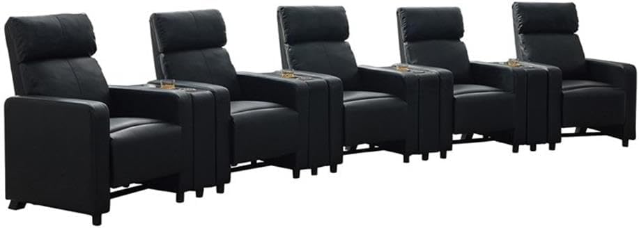 Coaster Home Furnishings - Toohey - Wood and Metal - 9-Piece Upholstered Theater Recliner with Tufted Backs, Pocket Coil Seating and Slim Track Arms - Living Room - Black - 600181-S5A