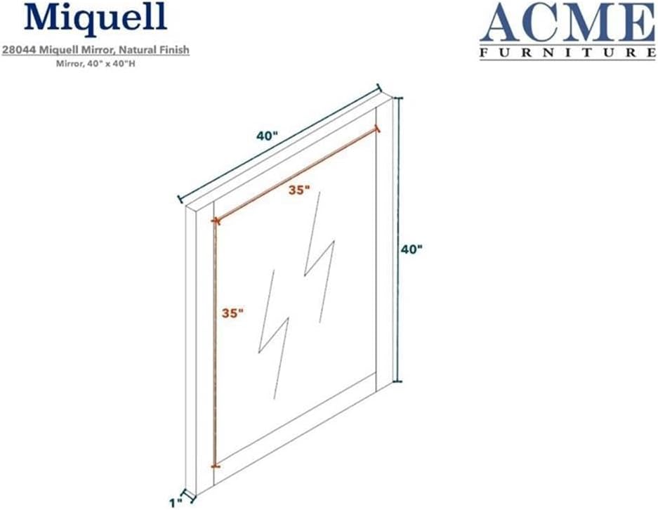 Acme Furniture Miquell 40' Square Wood Frame Bedroom Mirror in Rustic Natural