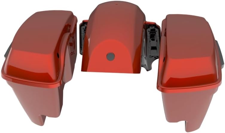 Advanblack Color Matched Stretched Bags, Lids Black Latch Hardware for '23-'24 Harley Touring CVO & 2024 Street Glide, Road Glide (Red Rock)