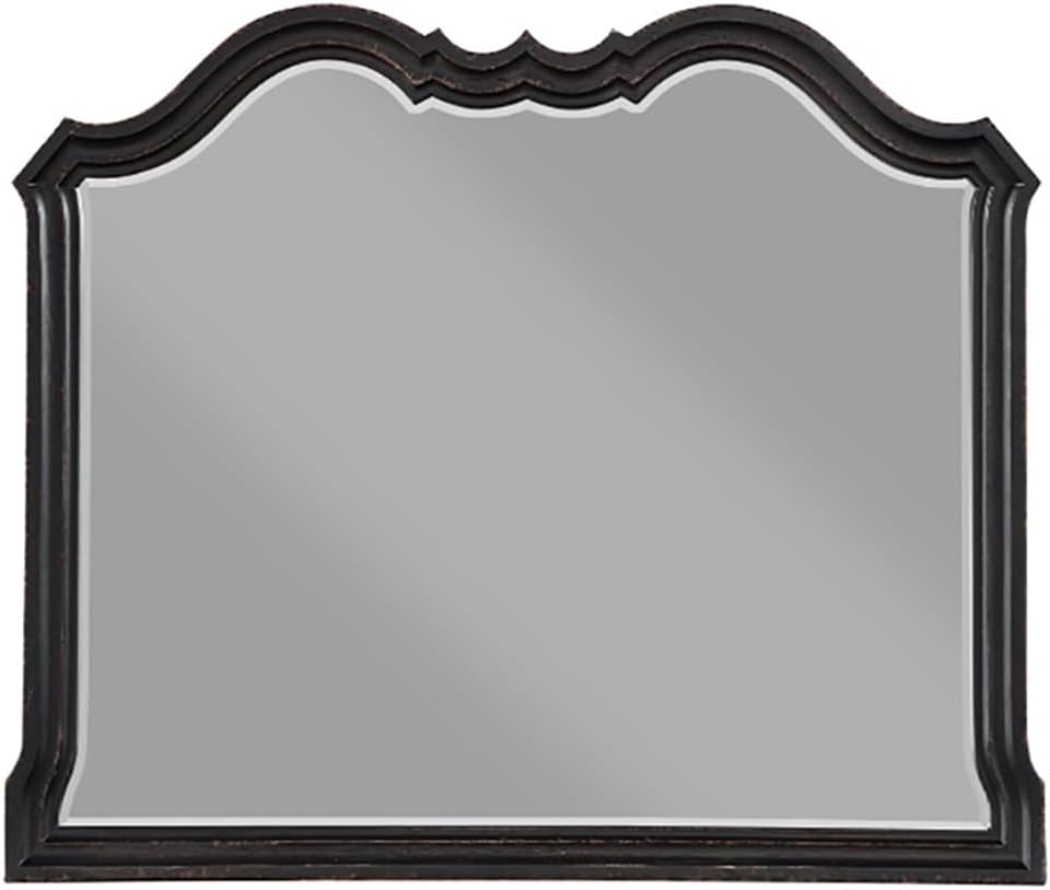 Acme Chelmsford Contemporary Wooden Frame Dresser Mirror in Antique Black
