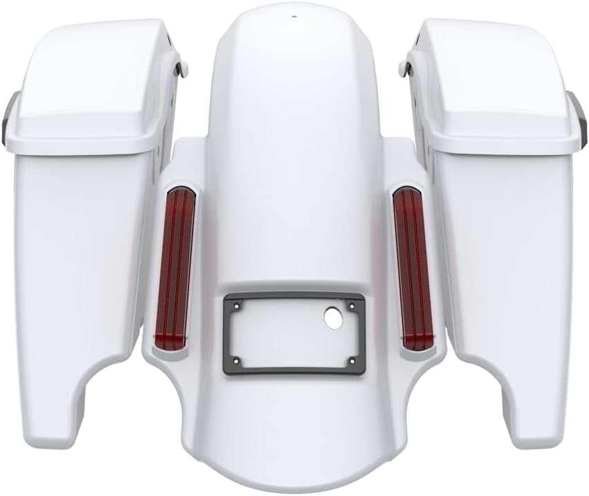 Advanblack Color Matched Stretched Bags, Lids Black Latch Hardware for '23-'24 Harley Touring CVO & 2024 Street Glide, Road Glide (White Onyx Pearl)