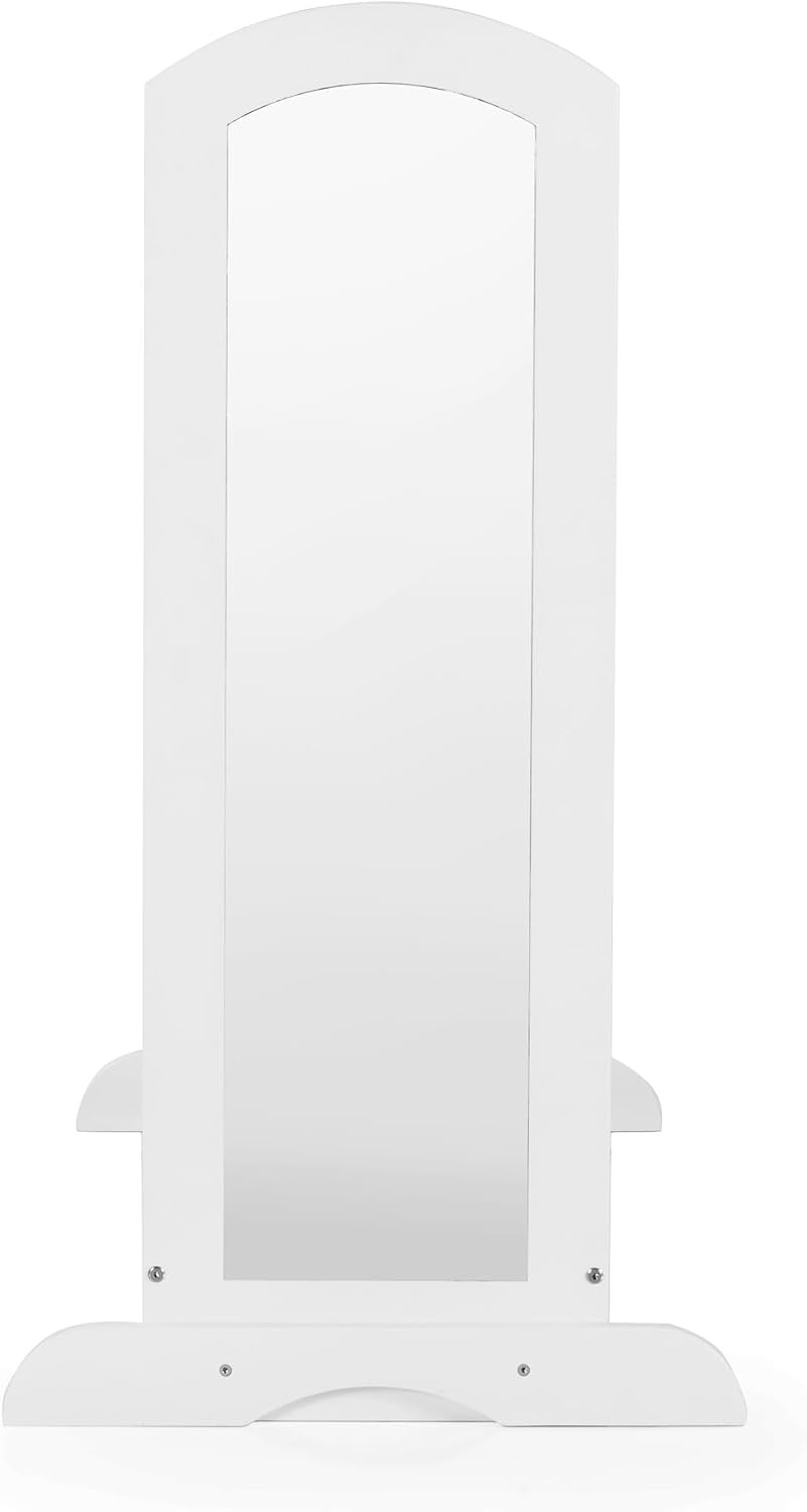 Guidecraft See and Store Dress-up Center – White: Pretend Play Costume Storage Wardrobe for Kids with Mirror & Shelves, Armoire with Bottom Tray, Toddlers Room Furniture