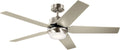 Kichler Brahm 56 in LED Ceiling Fan with Light, Modern Indoor Fan with Etched Cased Opal Glass in Satin Black, Reversible Satin Black and Silver Blades, Wall Control, 300044SBK