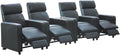Coaster Home Furnishings - Toohey - Wood and Metal - 5-Piece Upholstered Tufted Theater Recliner with Pocket Coil Seating and Slim Track Arms - Living Room - Black - 600181-S4B
