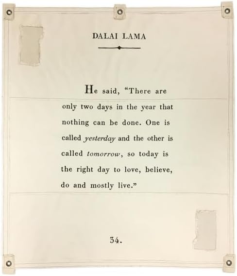 Sugarboo 'Dalai Lama' Handmade Canvas Wall Hanging Tapestry With Quote - 46 x 57 Inches - for Bedroom, Kitchen, and Living Space Décor