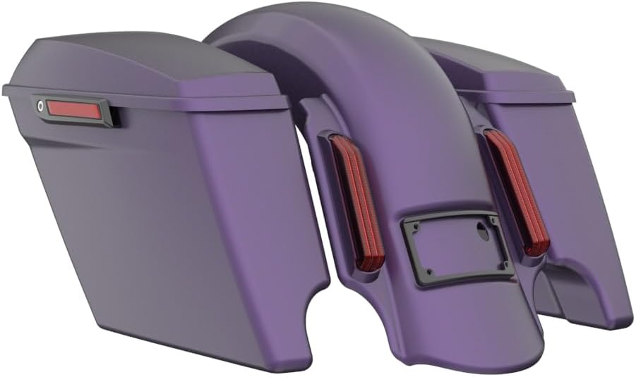 Advanblack Color Matched Stretched Bags, Lids Black Latch Hardware for '23-'24 Harley Touring CVO & 2024 Street Glide, Road Glide (Purple Abyss Denim)
